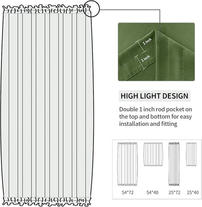 DWCN French Door Curtains – Rod Pocket Thermal Blackout Curtain - Image 3