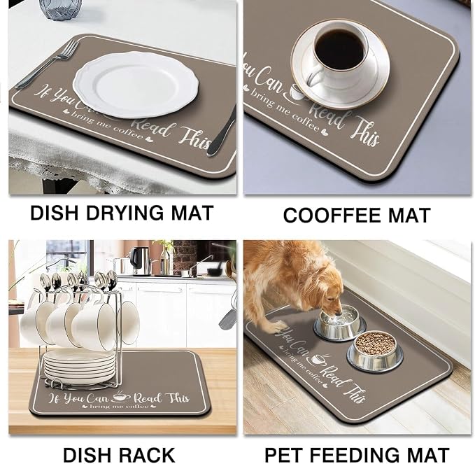 Coffee Bar Mat for Countertops 23inx15in, Absorbent Hide Stain Anti-Slip Cafe - Image 8
