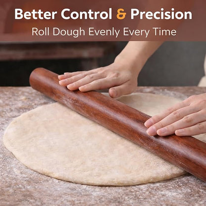 17 Inch French Rolling Pin, Wooden Dough Roller - Image 7