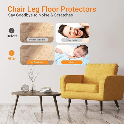 36Pcs Black Square Chair Leg Floor Protectors, Felt Furniture Pads - Image 2