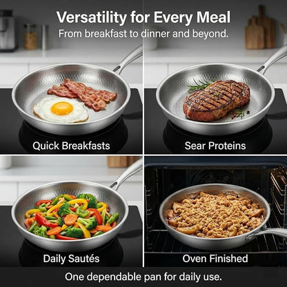 Titanium Hammered Pan Pro with Lid, PFAS/PFOA/PTFE-Free Non stick Titanium - Image 3