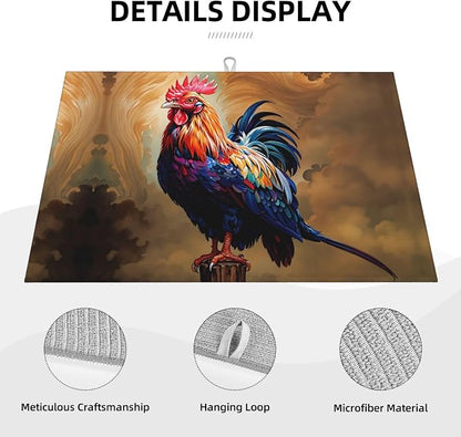 Rooster Dish Drying Mat Highly Absorbent Double-Sided Microfiber - Image 5