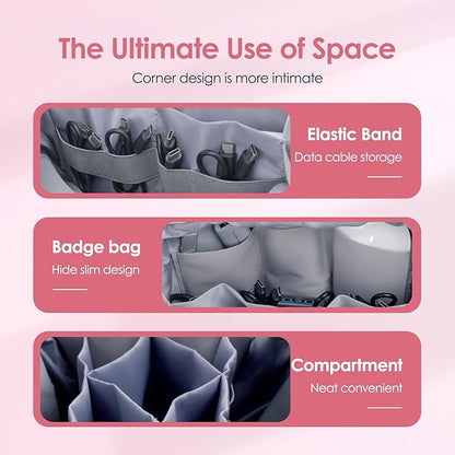 LENTION Electronics Organizer Bag Cable Tech Pouch for Electronic Accessories, Cable Organizer, Scratch-Resistant, Shock Proof, Padded Bag for AirPods, Charger Power Bank, Phone, Cord (M372, Pink)