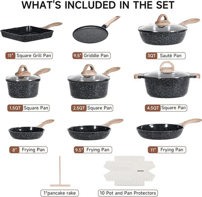 JEETEE 24Pcs Ceramic Cookware Set, Kitchen Healthy Non Toxic Induction Cookware - Image 2