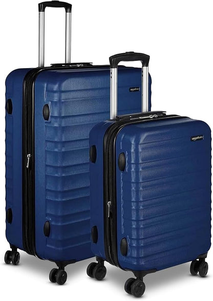 Amazon Basics 2-Piece Set (21", 30"), Hardshell Suitcases With Wheels, Expandable For Up to 25% More Space, With Scratch-Resistant Surface, Four Multi-directional Wheels, Navy Blue