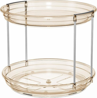 LAMU 2 Pack 2 Tier Lazy Susan Turntable Organizer 10.6'' Rotating Spice Rack - Image 9