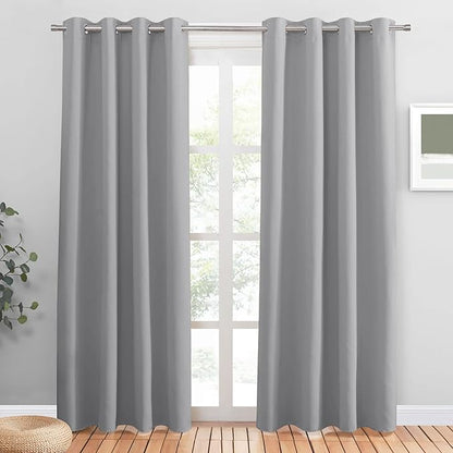 PONY DANCE Sliver Grey Blackout Curtains by PONYDANCE