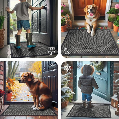 Smiry Front Door Mat Outside Entrance, Heavy Duty Outdoor Indoor Natural Rubber - Image 7