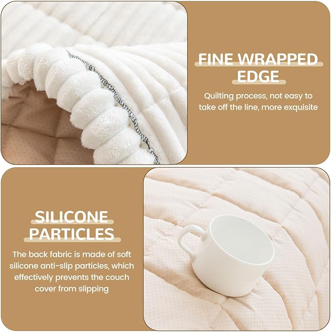 OTOB Dog Couch Covers for 3 Cushion Washable Non Slip Plush Pet Friendly Bed - Image 4