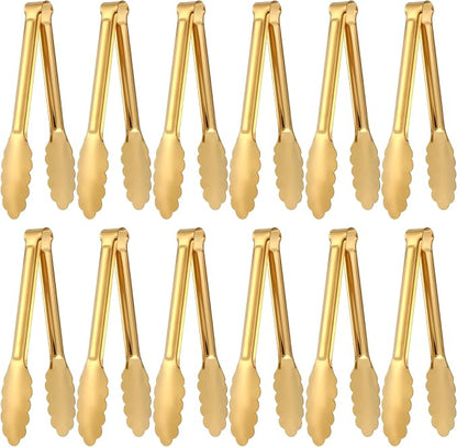 Dimeho 12 Pack Stainless Steel Buffet Tong Gold Serving Tongs 9 Inch Buffet by Dimeho