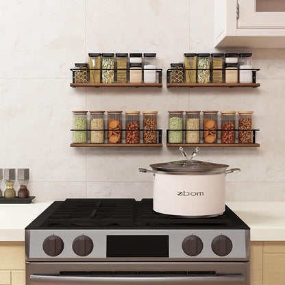 Spice Rack Self-Adhesive or drilling, Rustic Style Hanging Spice Rack, Spice - Image 6