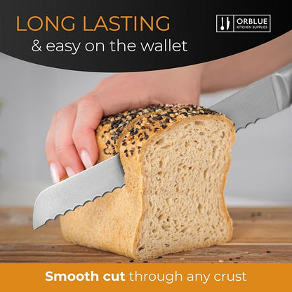 Orblue Serrated Bread Knife Ultra-Sharp Stainless Steel Professional Grade - Image 3