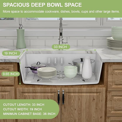 33 Granite Composite Kitchen Sink - Donsdey 33×19 Inch Undermount Kitchen Sink White Granite Quartz Composite Under Counter Single Bowl Sink Basin