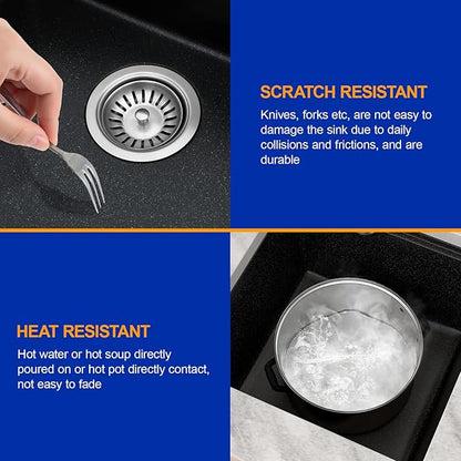 Dcolora 18 In. Wet Bar Sink Granite Composite Undermount Kitchen Sink Black Small Kitchen Prep Sinks Workstaion Single Bowl,#DC-GU0002BS