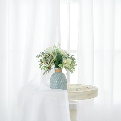 YoungsTex White Linen Semi Sheer Curtains 63 Inch Length - Image 3