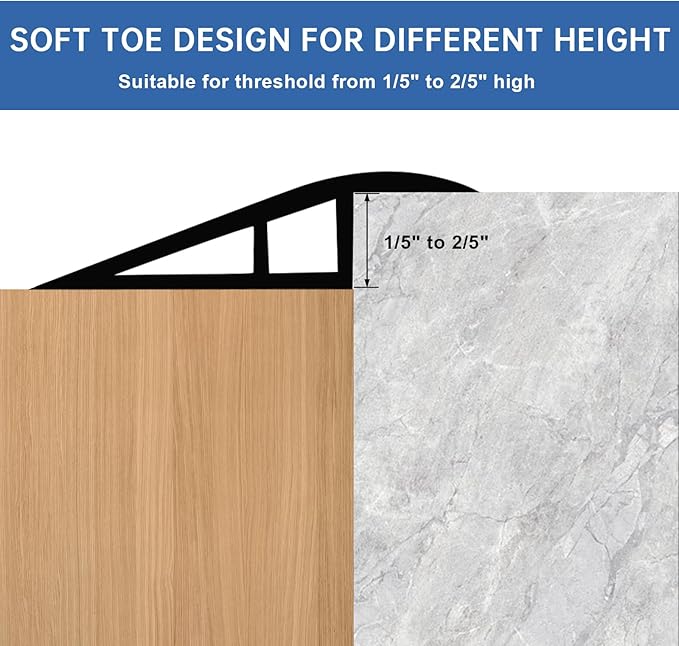 Vinyl Door Threshold Flooring Transition Strip Self Adhesive Carpet Edging Strip for Laminate Doorway Edge Threshold from 1/5" to 2/5" (Gray, 10 Ft)