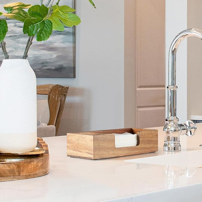 Paper Towel Dispenser Countertop, Acacia Wood Folded Paper Hand Towel Holder - Image 5
