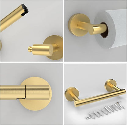 RARXTR Gold Toilet Paper Holder SUS304 Stainless Steel Double Post Pivoting - Image 4