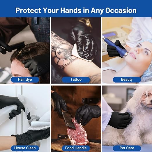 JMU Black Nitrile Disposable Gloves Large, 3.5 Mil, Latex Free Powder Free - Image 3