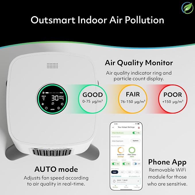 Air Oasis iAdapt 2.0 H13 HEPA Filter Air Purifier | Reduces Up To 99% of Viruses - Image 8