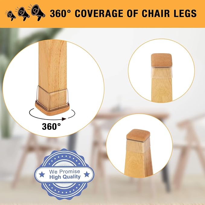 16 Pcs Chair Leg Floor Protectors Square, Silicone Chair Leg Protectors - Image 7