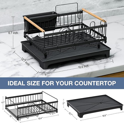 Dish Rack with Drainboard Large Capacity Anti-Rust Kitchen Counter Organizer - Image 2