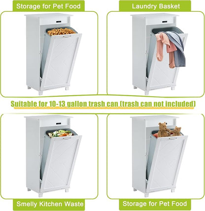 VECELO Tilt Out Kitchen Trash Bin Cabinet, Dog Proof Garbage Can - Image 5