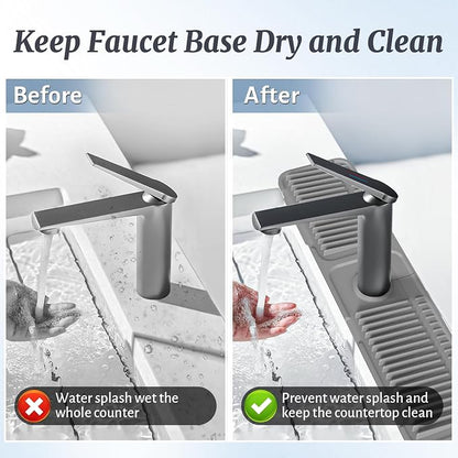 PoYang 24 inch Faucet Mat for Kitchen Sink Splash Guard, 7° Slope Silicone Sink - Image 7