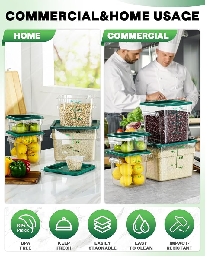 12QT NSF Food Storage Containers: 6PCS Commercial Clear Food Storage Containers - Image 5