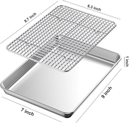 Baking Sheet with Rack Set, Wildone Stainless Steel Cookie Sheet Baking Pan - Image 2