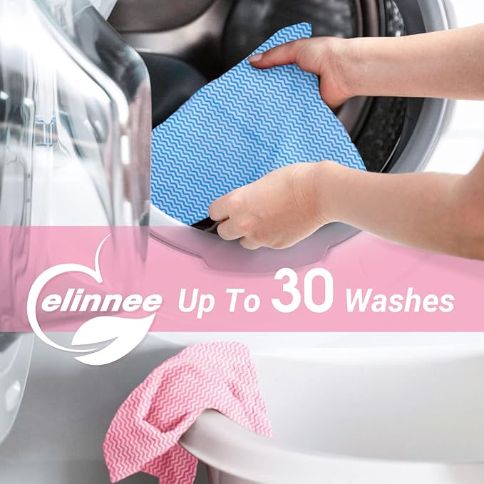Disposable Dish Cloths Paper Towels, Domestic Cleaning Towels, Multipurpose Quick-Dry Rag Dish Cloths Heavy Duty Handy Wipes for Kitchen 75 Count 14.2"X15.7", Red