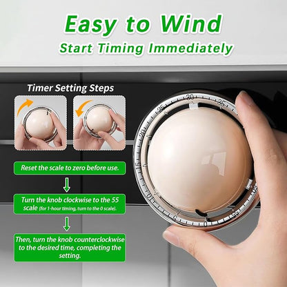 Mechanical Kitchen Timer, Cute Wind Up 60-Minute Manual Countdown - Image 3
