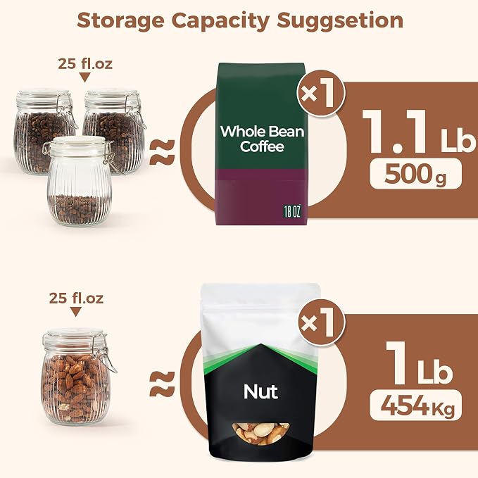 ComSaf Airtight Glass jar with lid 26oz Set of 6, Glass Storage Containers with - Image 3