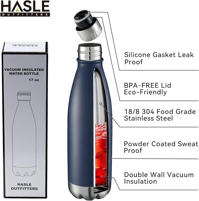 HASLE OUTFITTERS 17oz Stainless Steel Water Bottles Bulk, Vacuum Insulated - Image 2