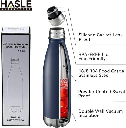 HASLE OUTFITTERS 17oz Stainless Steel Water Bottles Bulk, Vacuum Insulated - Image 2