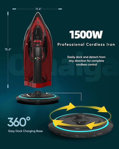 Cordless Iron for Clothes - 1500W Steam Iron - Image 2