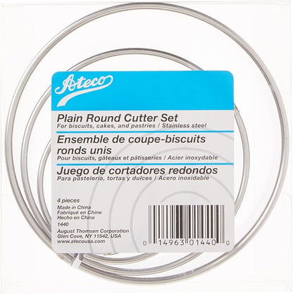 Ateco 4 Piece Stainless Steel Plain Edge Round Cutters Set in Graduated Sizes - Image 5