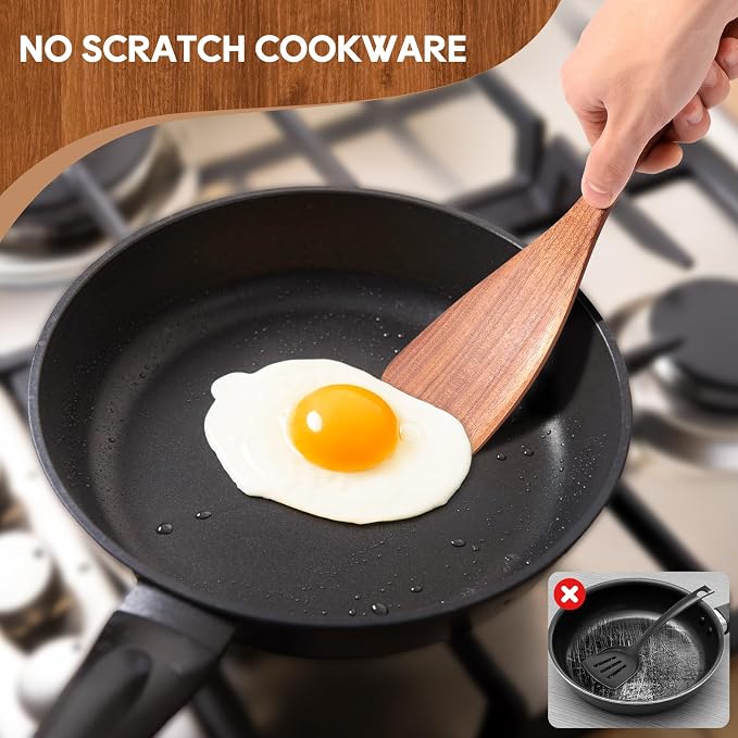 Wooden Spoons for Cooking, Comfortable Grip, Heat Resistant Cooking Utensils Set - Image 4