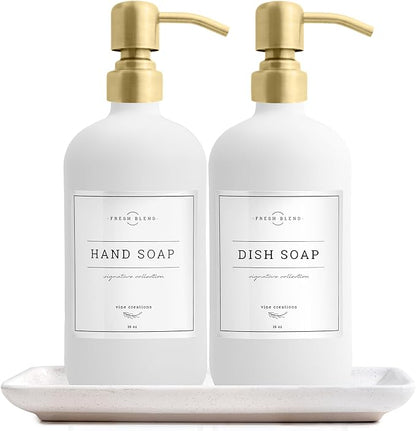 Vine Creations Glass Soap Dispenser, 2 Pack Kitchen Soap Dispenser Set by VineCreations