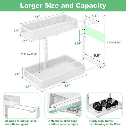 Under Sink Organizer, High Adjustable 2 Tier Under Sink Organizers and Storage - Image 4