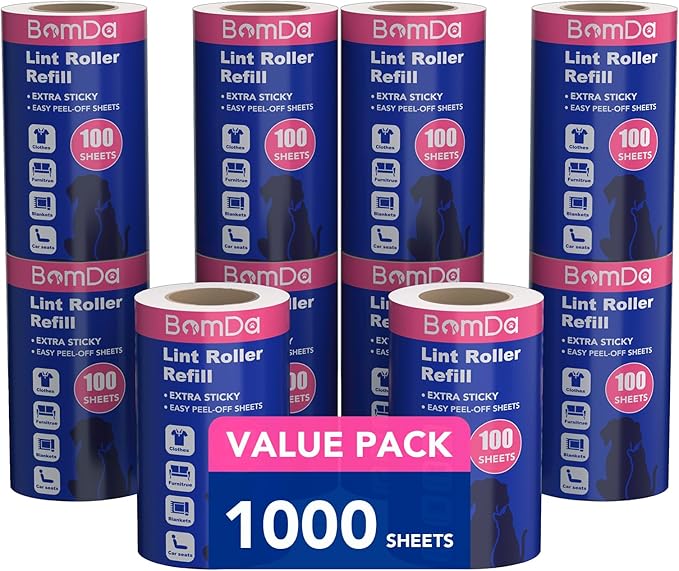 Extra Sticky Lint Roller for Pet Hair, Lint Rollers 1000 Sheets, Pet Hair Lint Remover, Portable Lint Roller for Clothes, Furniture, Dog & Cat Hair (1000 Sheets)