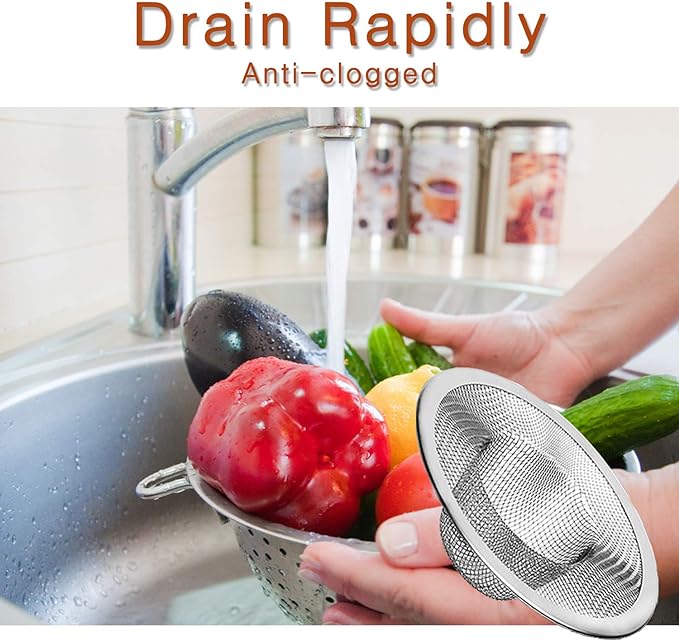 4pcs Heavy Duty Stainless Steel Slop Basket Filter Trap, 4.41" Top / 2.44" Mesh - Image 5