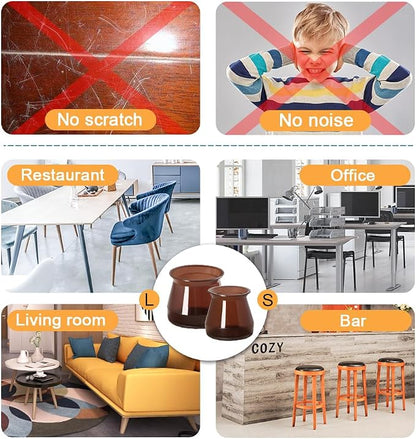 32 Pcs Chair Leg Protectors for Hardwood Floors, Silicone Felt Furniture Leg - Image 7