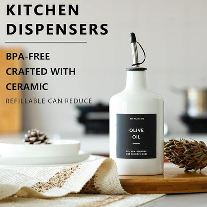 HOMCDALY Ceramic Olive Oil Dispenser Bottle, 16oz Oil Dispenser Bottle - Image 4