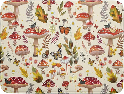 Magic Mushroom Dish Drying Mats Botanical Decorative Absorbent Drying Pad by Giwawa