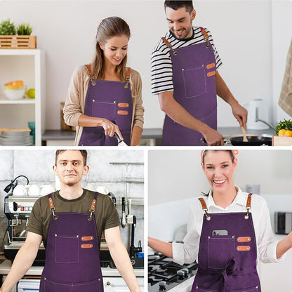 OUNLEN Chef Apron for Men Women Canvas Aprons - Image 6