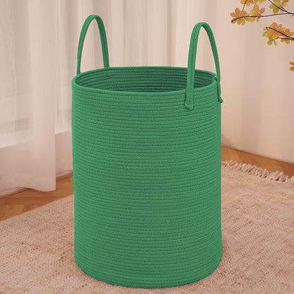 Large Woven Laundry Basket Hamper, 100L Cotton Rope Storage Bin by JMvicyroam