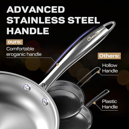 Ciwete 11-Piece Tri-Ply Stainless Steel Pots and Pans Set, 18/10 Stainless - Image 6