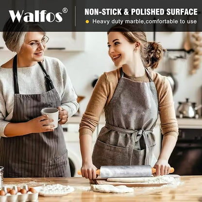 Walfos Marble Rolling Pin With Wooden Handles & Wood Cradle, 16.5 Inch Marble - Image 4