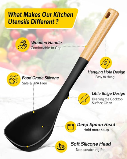 Silicone Soup Ladle and Spaghetti Spoon Set - Image 2